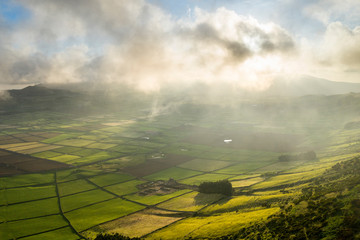 aerial views on the typical abstract countryside of the east of Terceira Island