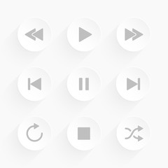 Media player control buttons Play Pause Stop Next Forward Rewind Previous Repeat Random symbols Ai EPS