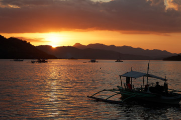 Fototapeta na wymiar Sunset in El Nido and Bacuit Archipelago,Philippines