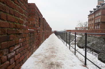 Barbican fortress in the historic center of Warsaw