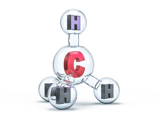 Methane Molecules Background. 3D rendering