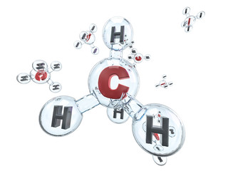 Methane Molecules Background. 3D rendering