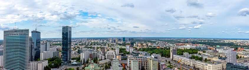 Fototapeta na wymiar Panoramic view of Warsaw, Masovia, Poland on 14 ?August ?2019