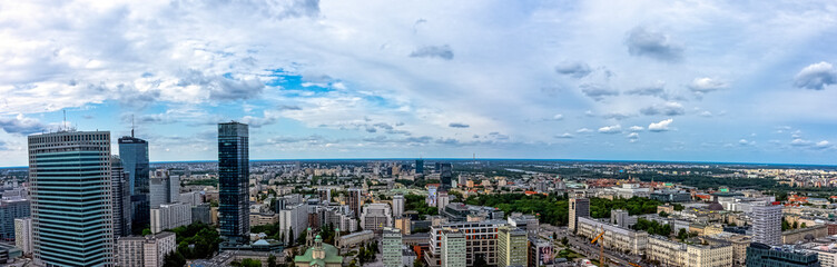 Panoramic view of Warsaw, Masovia, Poland on 14 ?August ?2019