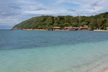 The beach Koh Talu Island Thailand on a cloudy day