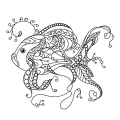 Fish in vector illustration Doodle Coloring Book