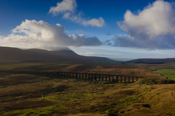 Naklejka premium Ariel picture of Yorkshire landmark Ribblehead Viaduct, North Yorkshire