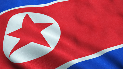 Flag north korea DPRK waving 