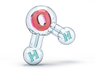 Water molecule. Ecology, biology and biochemistry concept. 3D