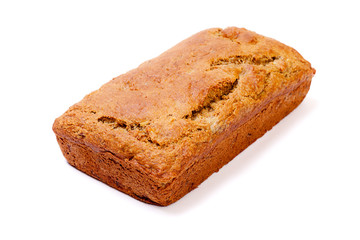 Loaf of Banana Bread Isolated on White