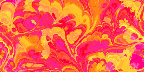 bold pink and orange marbleized seamless tile