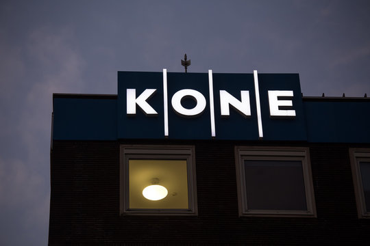 bochum, North Rhine-Westphalia/germany - 02 11 18: kone sign on an building in bochum germany in the evening