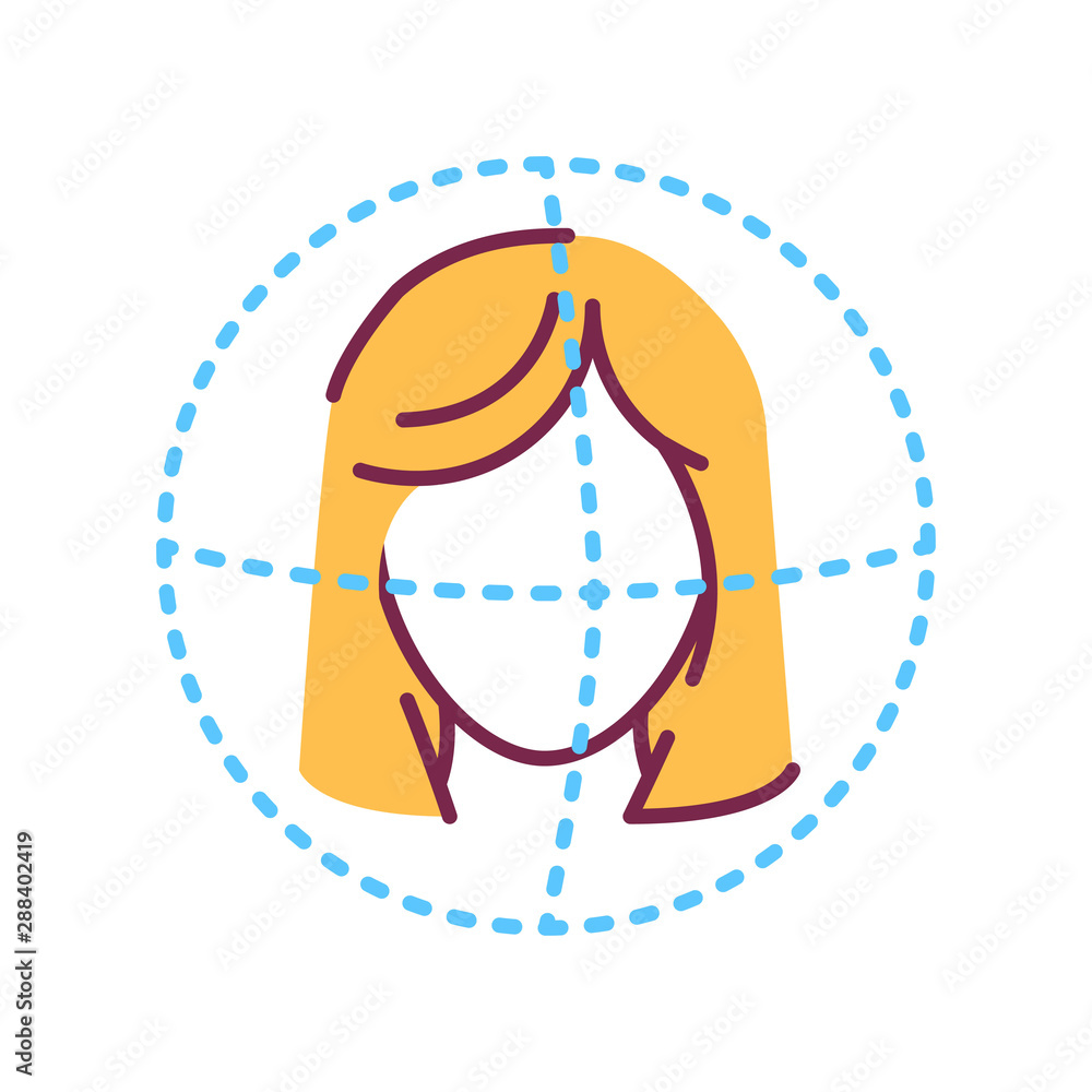Poster identification face color line icon. id and verifying. biometric security element. deep face. scanni