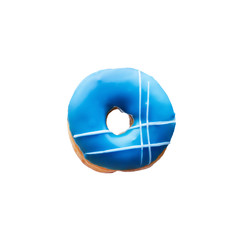 blue donut with glaze isolated on white background