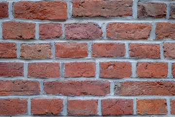 Brick wall of red modern brick front view