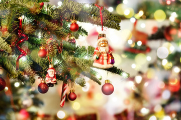 Beautiful decorated christmas tree. Holiday background