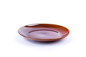isolated brown plate against white background