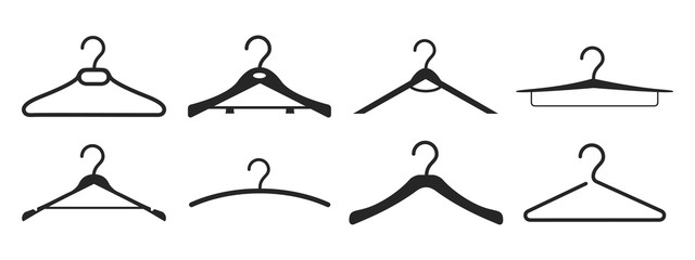 Wooden suit hanger icon set – stock vector