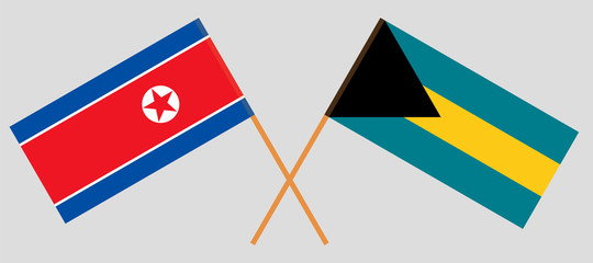 Bahamas and North Korea. Crossed Bahamian and Korean flags