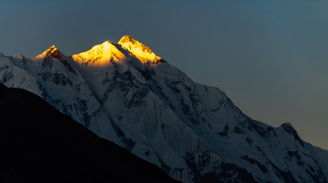 The first of light over the Mount Rakaposhi