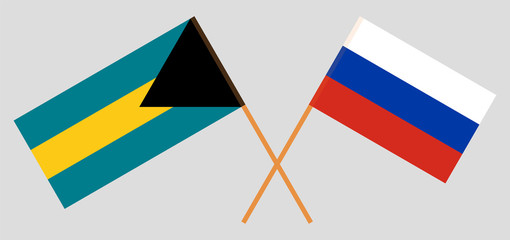 Bahamas and Russia. Crossed Bahamian and Russian flags