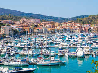 Fototapeta na wymiar View of the port of Porto Ercole, Italy