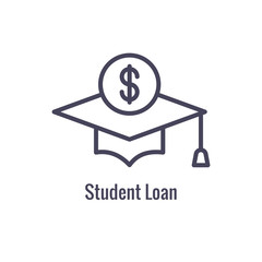 Student Education Icon with imagery depicting the education process and payment