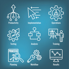 Workflow Efficiency Icon Set - has Operations, Processes, Automation, etc