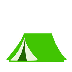 green tent isolated on white background