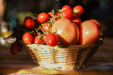 Fototapeta na wymiar Italian Tomatoes in a Basket