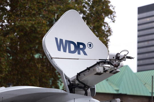 essen, North Rhine-Westphalia/germany - 18 10 18: wdr sign on a mobile antenna in essen germany