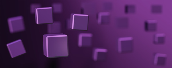 abstract futuristic background. close up of  cube and blurred cubes in the background. 3d illustration