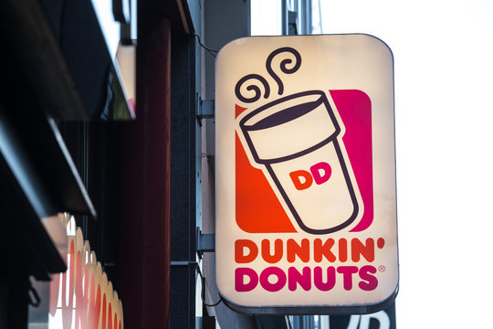 cologne, North Rhine-Westphalia/germany - 17 10 18: dunkin donuts sign in cologne germany