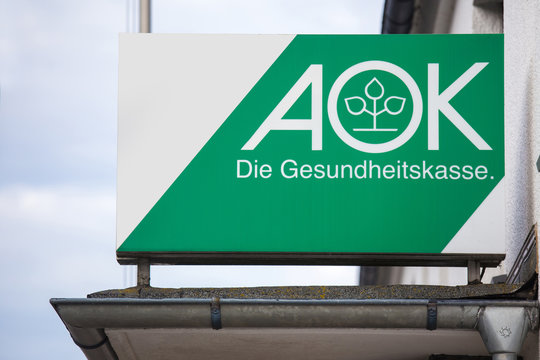bad berleburg, North Rhine-Westphalia/germany - 16 10 18: aok german health insurance sign on an building in bad berleburg germany