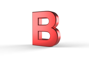 3D Red Letter B Isolated White Background