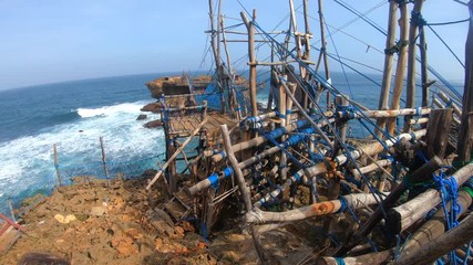 Pantau Timang Suspension bridge on Timang beach, Java island, Indonesia