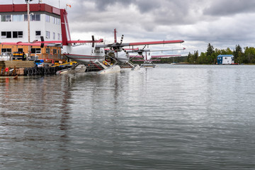 Floatplane on Great Slave Lake at Yellowknife, Northwest Territories, Canada