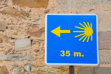 Roadsign on The Way of St. James, Astorga, Leon, Spain.