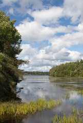 Fototapeta premium Cloud formations and forests at Lake of Bays in MuskokaOntario