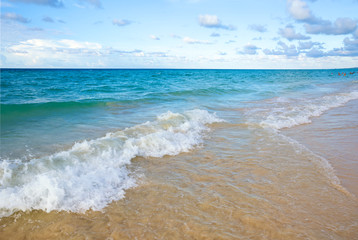 Fototapeta na wymiar Waves on the Atlantic Ocean on a Beach in Cuba