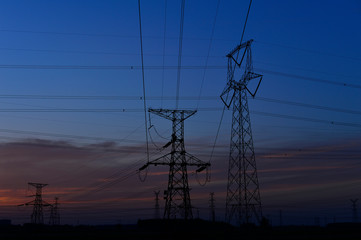 The power supply facilities of contour in the evening