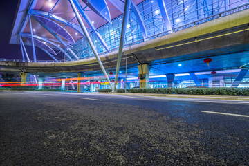 road near by the airport at night