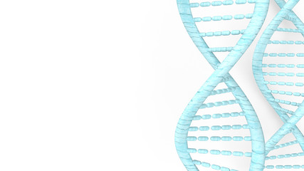 blue DNA in white background for  medical concept 3d rendering.