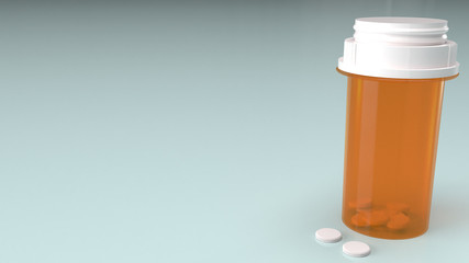 bottle of medicine  on blue background  for medical concept 3d rendering.