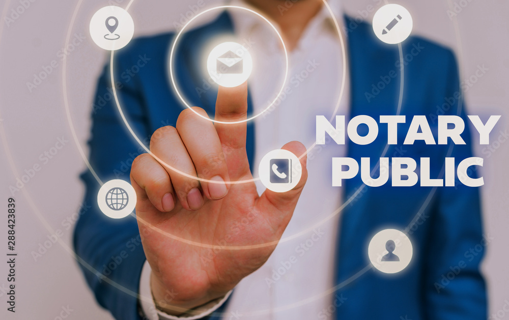 Poster handwriting text notary public. conceptual photo legality documentation authorization certification 