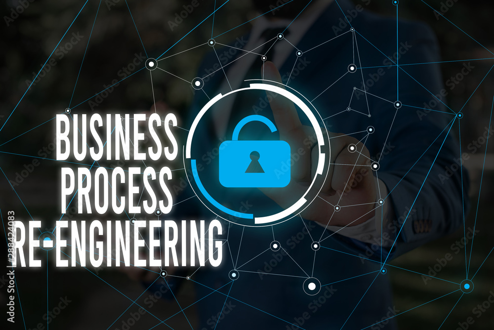 Wall mural writing note showing business process re engineering. business concept for the analysis and design o