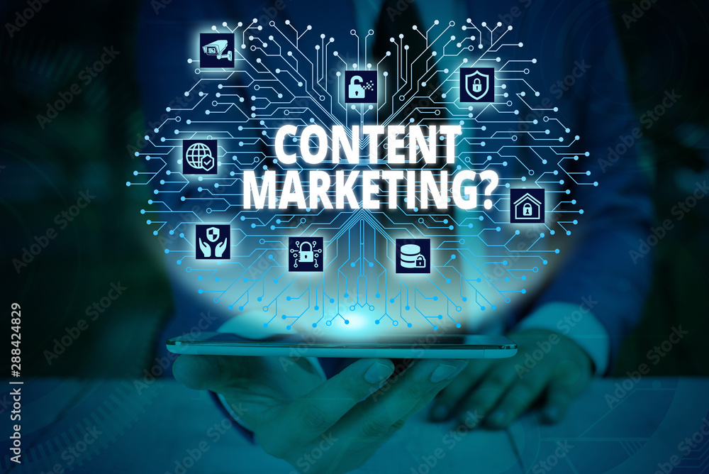 Poster writing note showing content marketing question. business concept for involves creation and sharing 