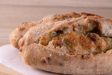 rustic walnut bread with walnuts