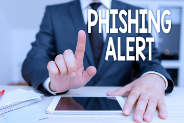 Text sign showing Phishing Alert. Business photo showcasing aware to fraudulent attempt to obtain sensitive information