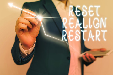 Conceptual hand writing showing Reset Realign Restart. Concept meaning Life audit will help you put...